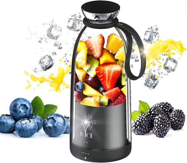 Blender Portabil 500ml, 6 Lame 3D, Reincarcabil 2400mAh, Portabil, Compact, Silentios, Fara BPA, Auto-Curatare, Smoothie-uri, Sucuri, Shake-uri Proteice