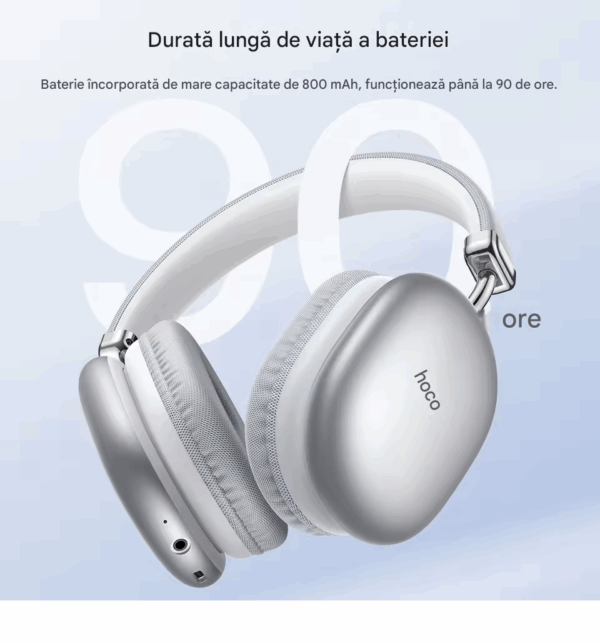 Căști Wireless Bluetooth HOCO W35 Max 🎧 – Sunet Puternic & Design Premium - Black / Negru - imagine 6