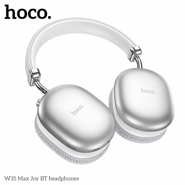 Căști cu Autonomie Mare Wireless Bluetooth,  Hoco W35MAX – ,  5.3, 200h Standby, Over-Ear - Silver - imagine 2