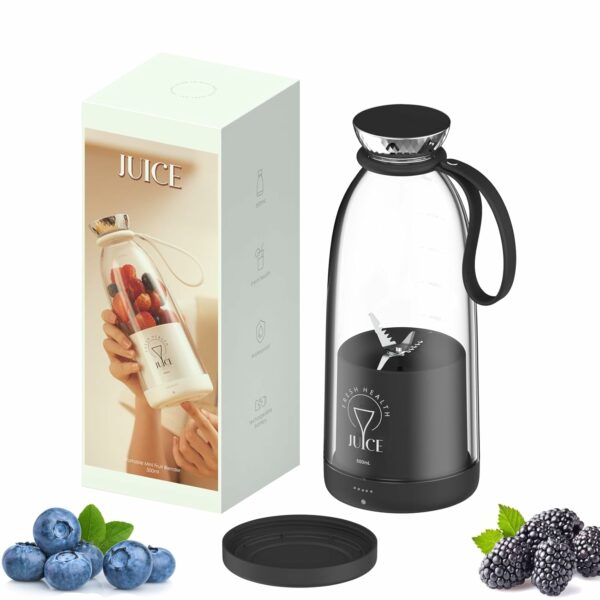 Blender Portabil 500ml, 6 Lame 3D, Reincarcabil 2400mAh, Portabil, Compact, Silentios, Fara BPA, Auto-Curatare, Smoothie-uri, Sucuri, Shake-uri Proteice - imagine 2