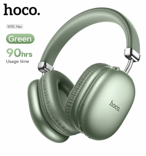 Căști Wireless HOCO W35MAX Green – Autonomie 90h, Sunet Hi-Fi și Confort Premium
