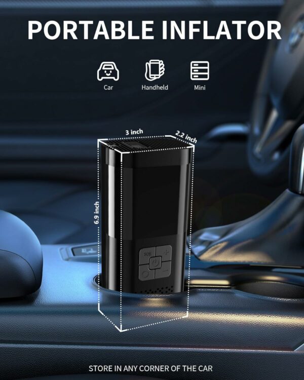 Pompa Aer Inteligenta Multifunctionala cu Power Bank, 5 Accesorii Auto/Moto/Sport, 4000mAh (SY0001.4) - imagine 3