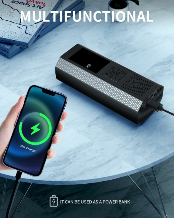 Mini Compresor Auto – Digital, LED, 150 PSI 10bar, 4000mAh - imagine 3