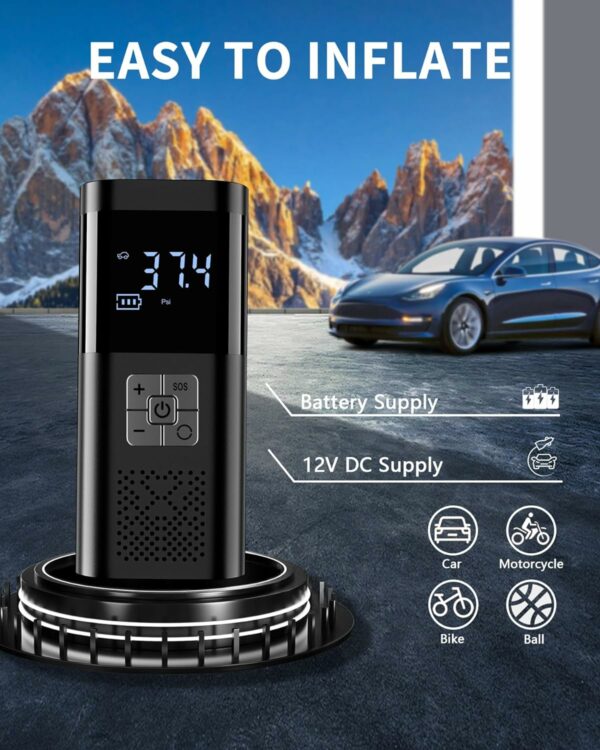 Pompa Aer Inteligenta Multifunctionala cu Power Bank, 5 Accesorii Auto/Moto/Sport, 4000mAh (SY0001.4) - imagine 2