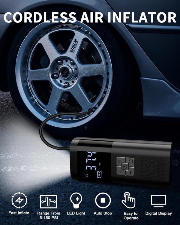 Pompa Aer Inteligenta Multifunctionala cu Power Bank, 5 Accesorii Auto/Moto/Sport, 4000mAh (SY0001.4) - imagine 8