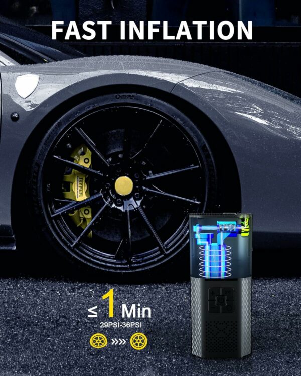 Mini Compresor Auto – Digital, LED, 150 PSI 10bar, 4000mAh - imagine 4