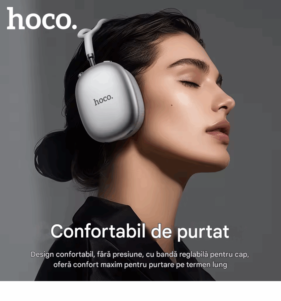 Casti Over Ear Hoco W55 Design Pliabil Bluetooth Capacitate 800mAh Gri7