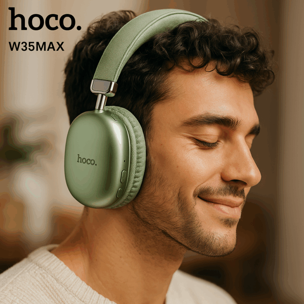 🎧 Căști Wireless HOCO W35MAX Green – Sunet Hi-Fi, Autonomie 90h & Design Premium - imagine 5