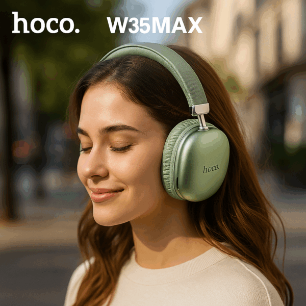 🎧 Căști Wireless HOCO W35MAX Green – Sunet Hi-Fi, Autonomie 90h & Design Premium - imagine 7
