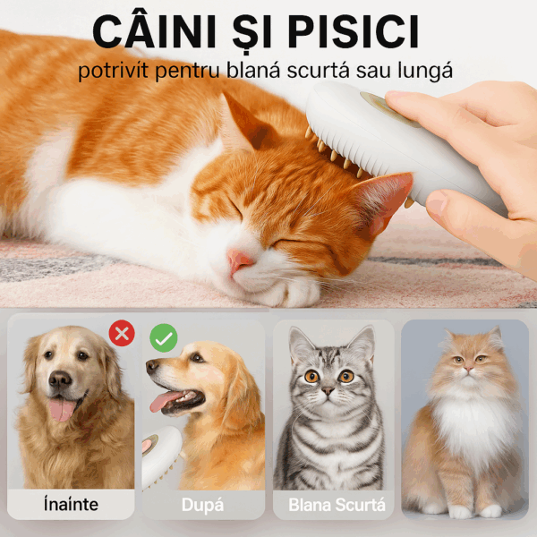 Perie animale revoluționară cu pulverizator – Îndepărtează părul ușor și rapid - portocaliu-gri - imagine 4
