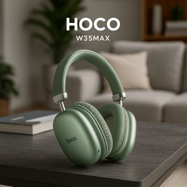 Căști Wireless HOCO W35MAX Green – Autonomie 90h, Sunet Hi-Fi și Confort Premium