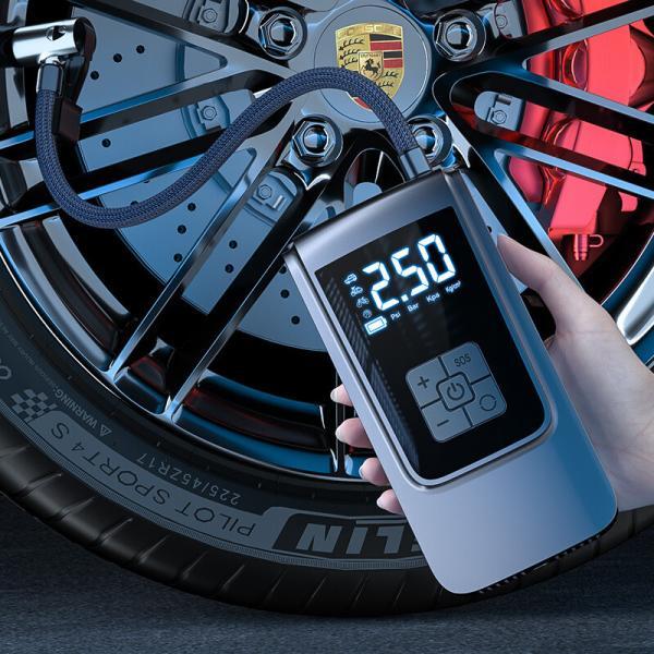Compresor Auto Portabil Digital cu Baterie 6000mAh – Afișaj LED, Multifuncțional - imagine 4