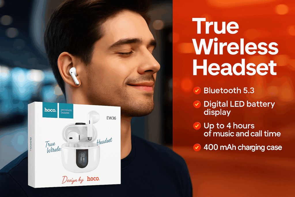 hoco ew36 casti wireless ear buds bluetooth 5 3 150h standby 400mah98071