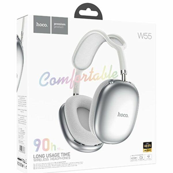 Hoco W55 – Căști Wireless Over-Ear Bluetooth 5.3, Baterie 200h Standby, Gri Air Triumph - imagine 3