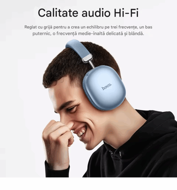 🎧 Căști Wireless HOCO W35MAX Blue – Sunet Hi-Fi, Autonomie 90h & Design Premium - imagine 13