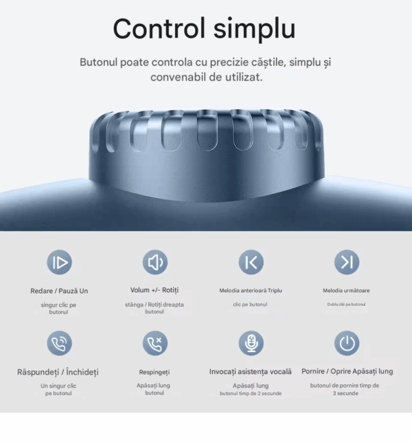 🎧 Căști Wireless HOCO W35MAX Blue – Sunet Hi-Fi, Autonomie 90h & Design Premium - imagine 5