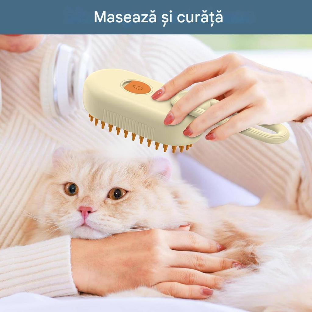 perie cu abur animale Masaj și relaxare – Peria masează delicat și calmează animalul în timp ce curăță.