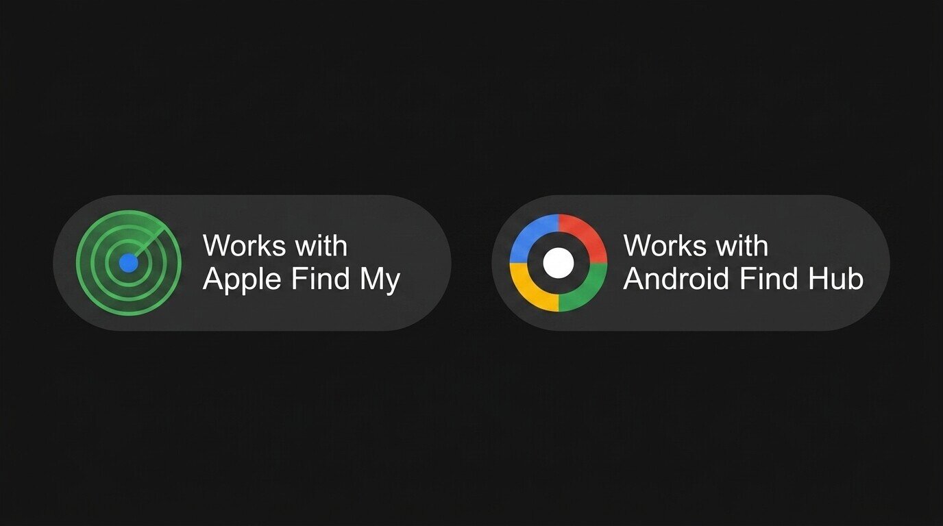 Works with Apple Find My și Android Find Hub